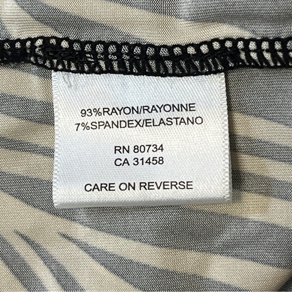 BCBGMaxAzria Petite Twist Front Tropical Rayon Dress. Black Tan Size LP #1181 - Picture 6 of 6